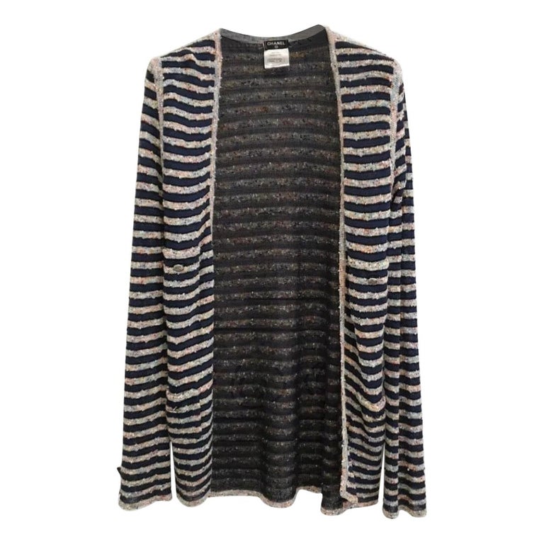 Chanel Candy Striped Boucle Cardigan at 1stDibs