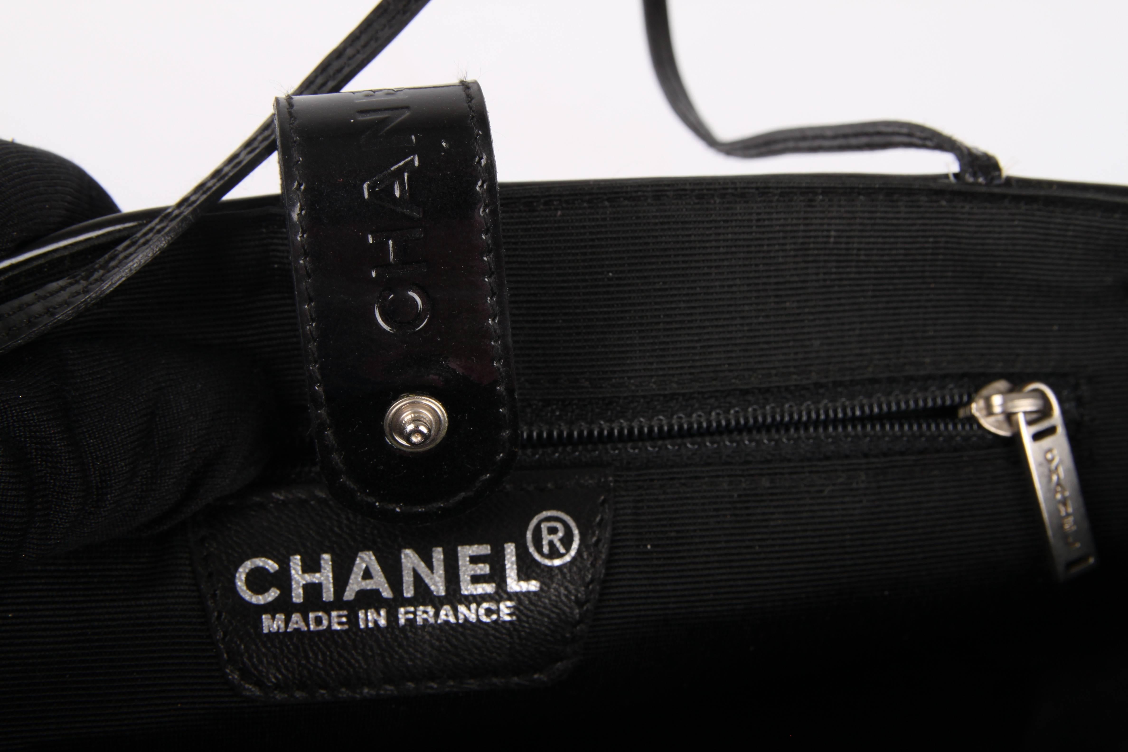 Chanel Pink and Black Canvas and Patent Leather Mini Bag   5