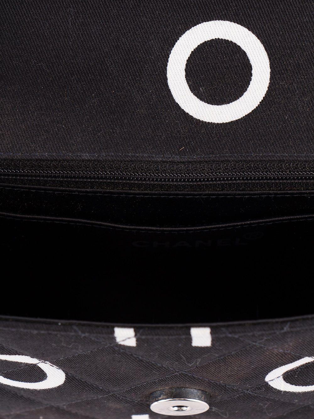Chanel Canvas Black White Classic Flap Name Plate Chain Shoulder Clutch For Sale 14