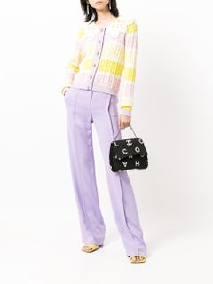 Chanel Canvas Black White Classic Flap Name Plate Chain Shoulder Clutch