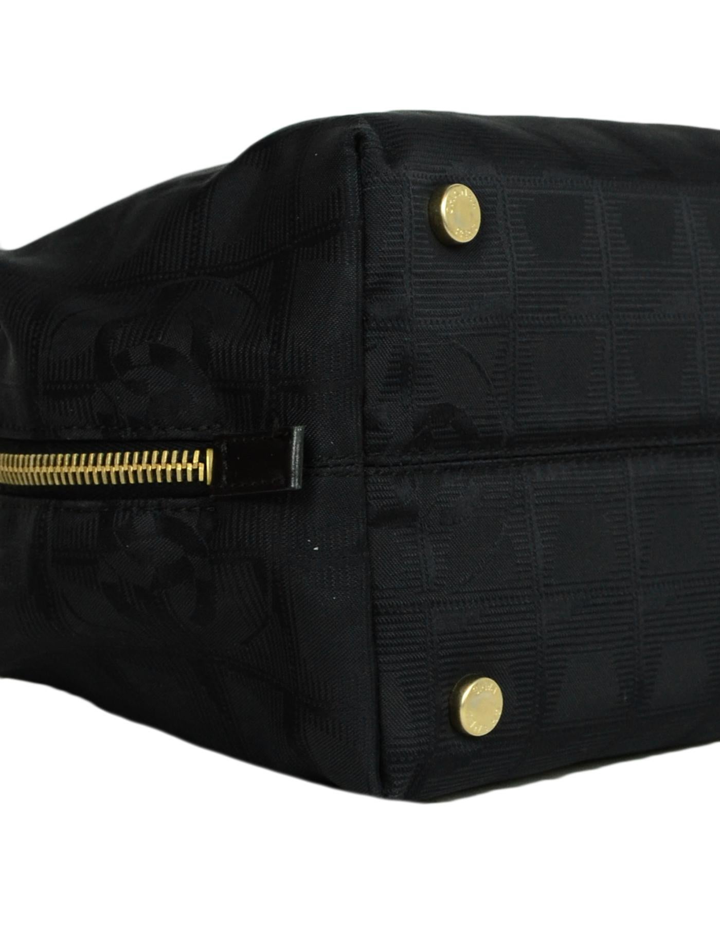 Black Chanel Canvas CC Tote Bag w/ Leather Handles