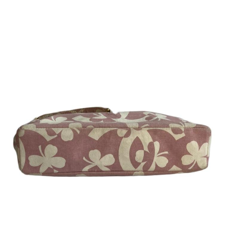 Chanel Canvas Clover Print Pink and White Frame Bag with Pouch 2004 For Sale 2