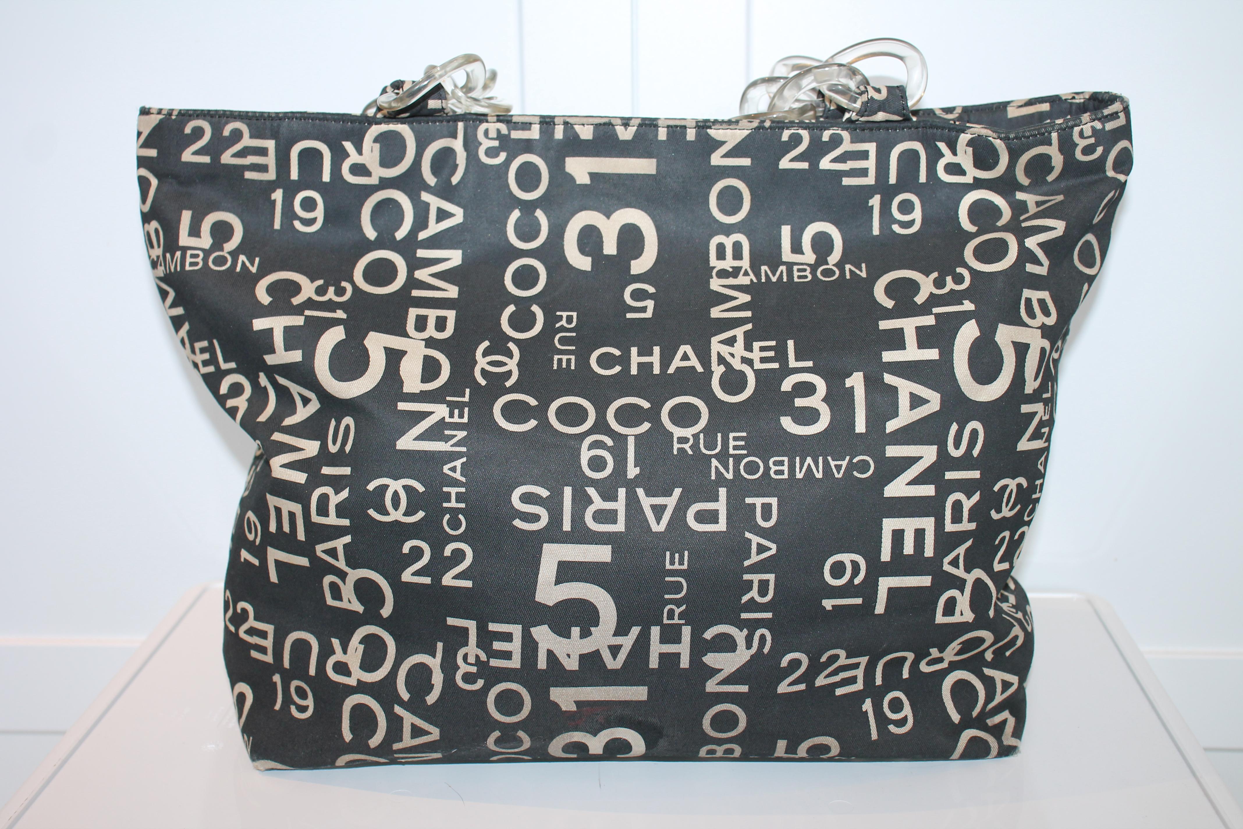 Black Chanel Canvas Coco Cambon Tote For Sale