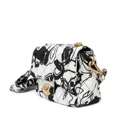 Chanel Canvas Printed “Deer Coco” Mini Single Flap Bag with Gold Hardware