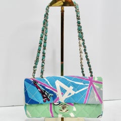 Chanel Canvas Printed Eiffel Tower Flap Bag