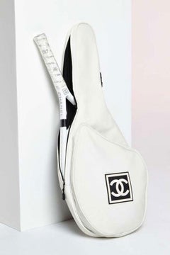 Chanel Canvas Tennis Racquet Cover White Nylon Sport Bag