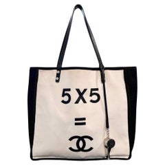 Chanel Canvas White 5x5 Lady's First Collection Beach Tote Bag