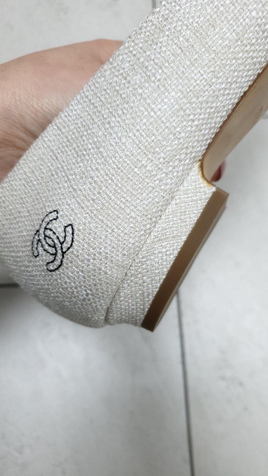 Chanel Cap Toe Beige Textile Flats For Sale 6