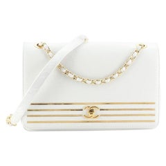 Chanel Captain Gold Flap Bag Embroidered Caviar Medium