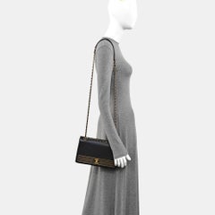 Chanel Captain Gold Small Flap Bag Black Caviar Leather Shoulder Bag