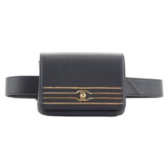 Chanel Captain Gold Waist Bag Embroidered Caviar Medium