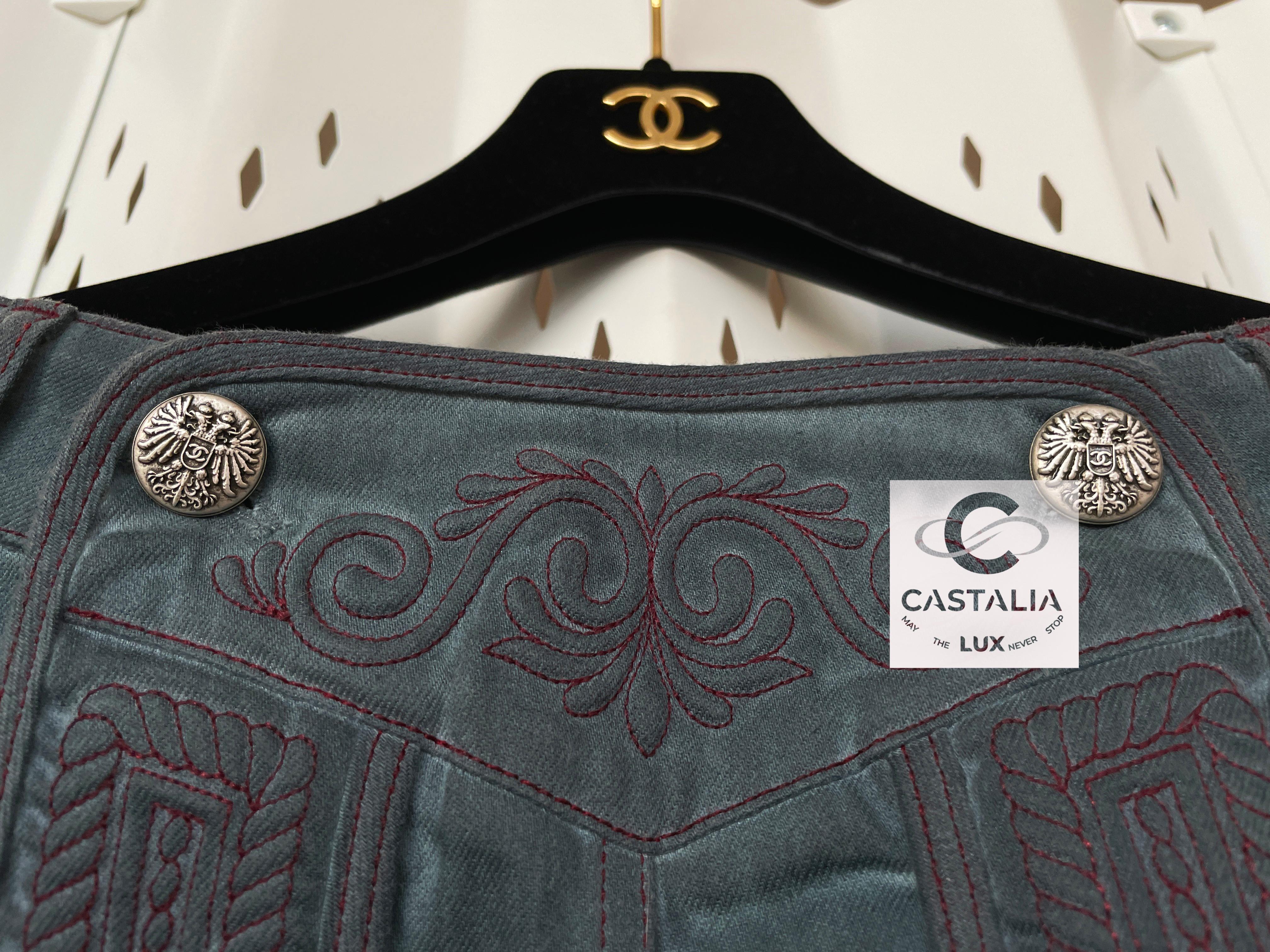 Cc Button Chanel Cara Delevingne Style New CC Buttons Jeans For Sale at 1stDibs