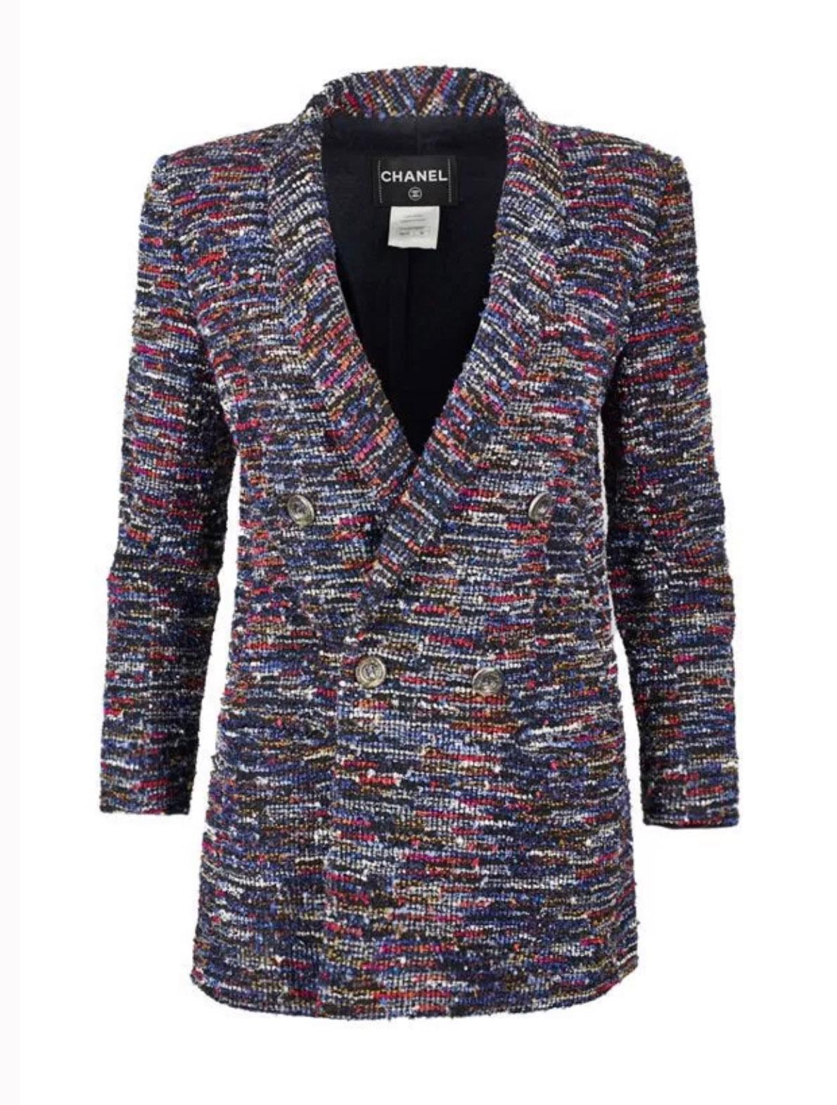 Chanel Cara Delevingne Stil Laufsteg Tweed-Jacke  im Angebot 2