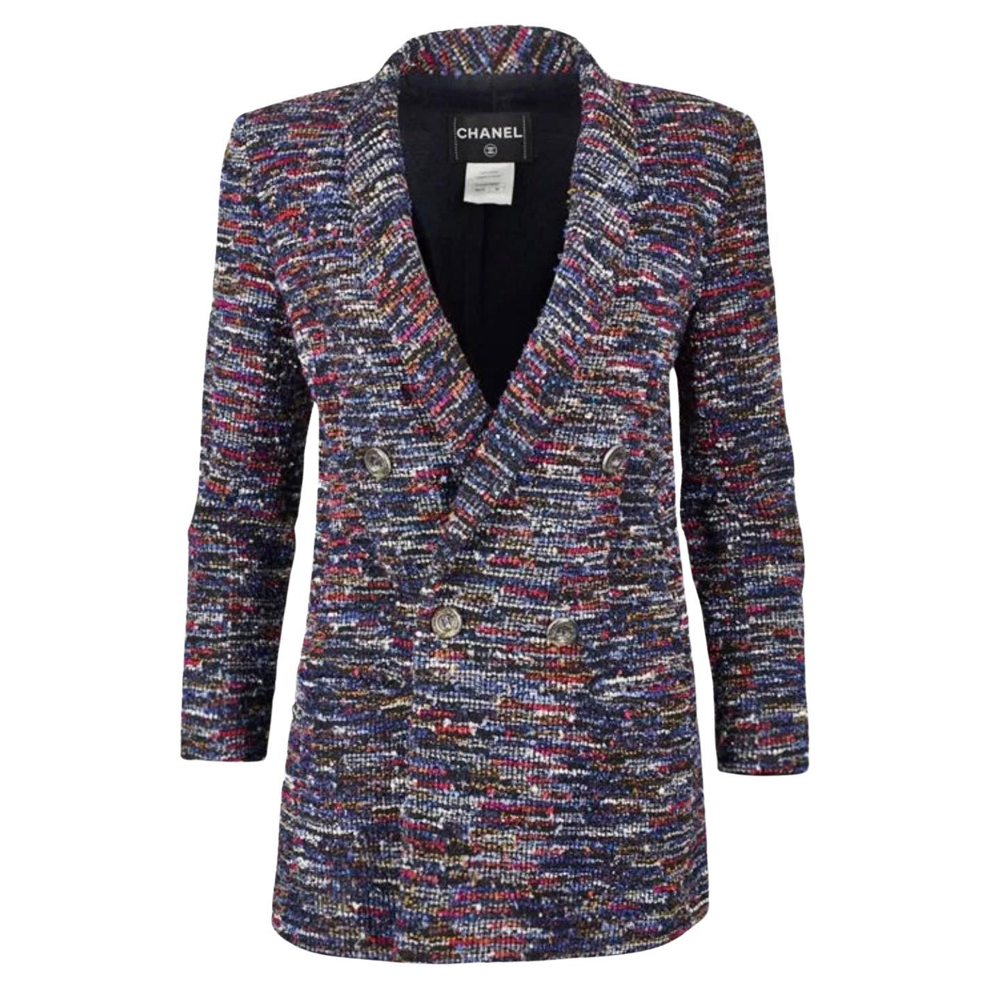 Chanel Cara Delevingne Stil Laufsteg Tweed-Jacke  im Angebot
