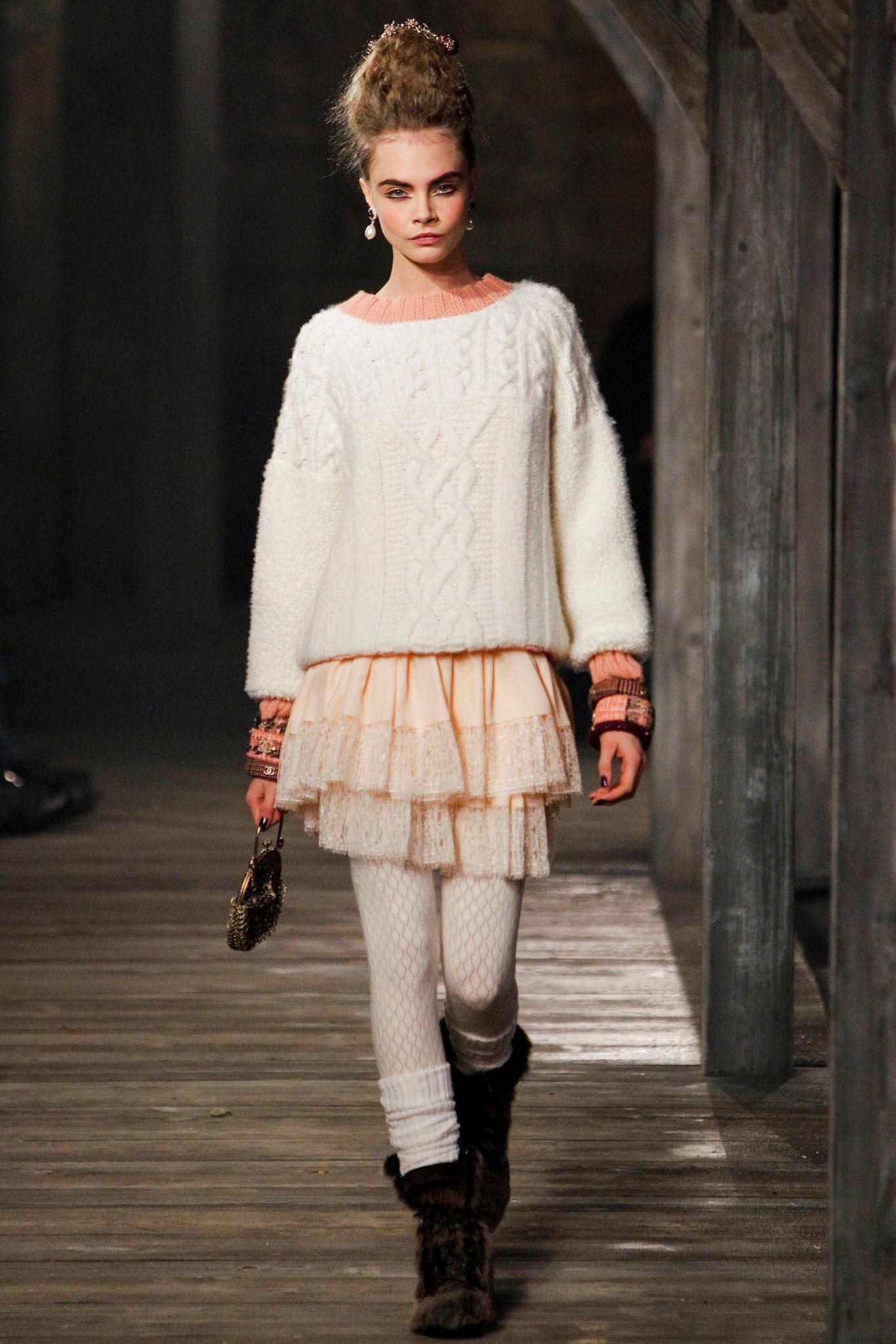 Gray Chanel Cara Delevingne Style Teddy Cashmere Jumper For Sale