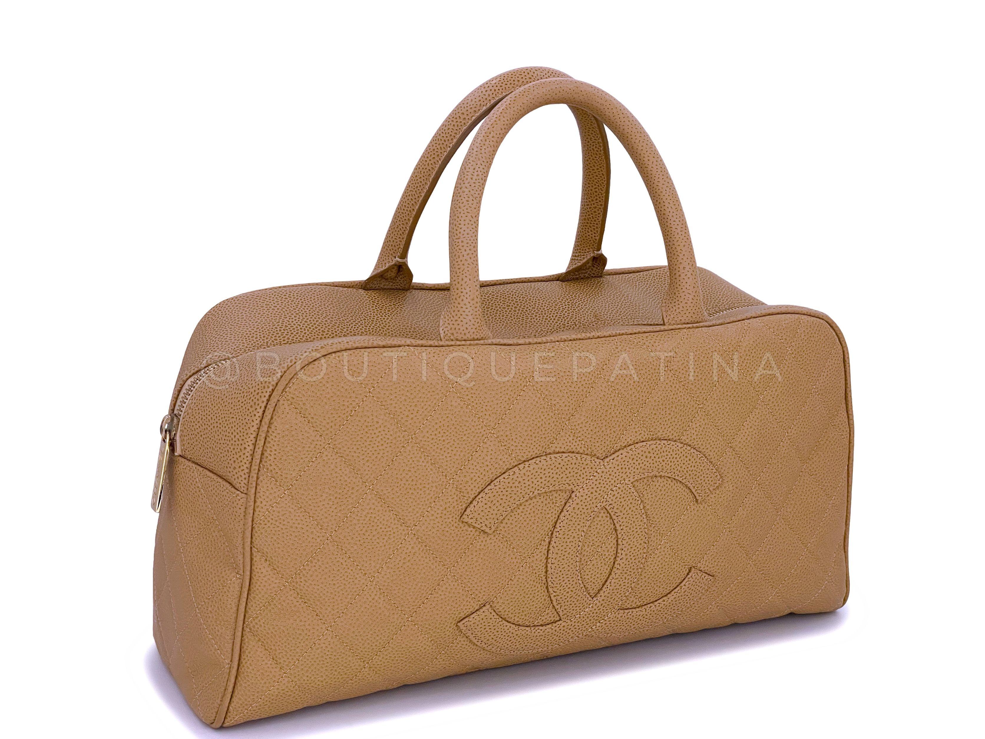Chanel Caramel Beige Caviar XL Large Bowler Duffle Bag 65473 For Sale ...