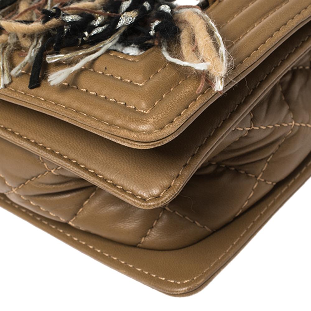 Chanel Caramel Brown Quilted Leather Chain and Fringed Boy Bag 3