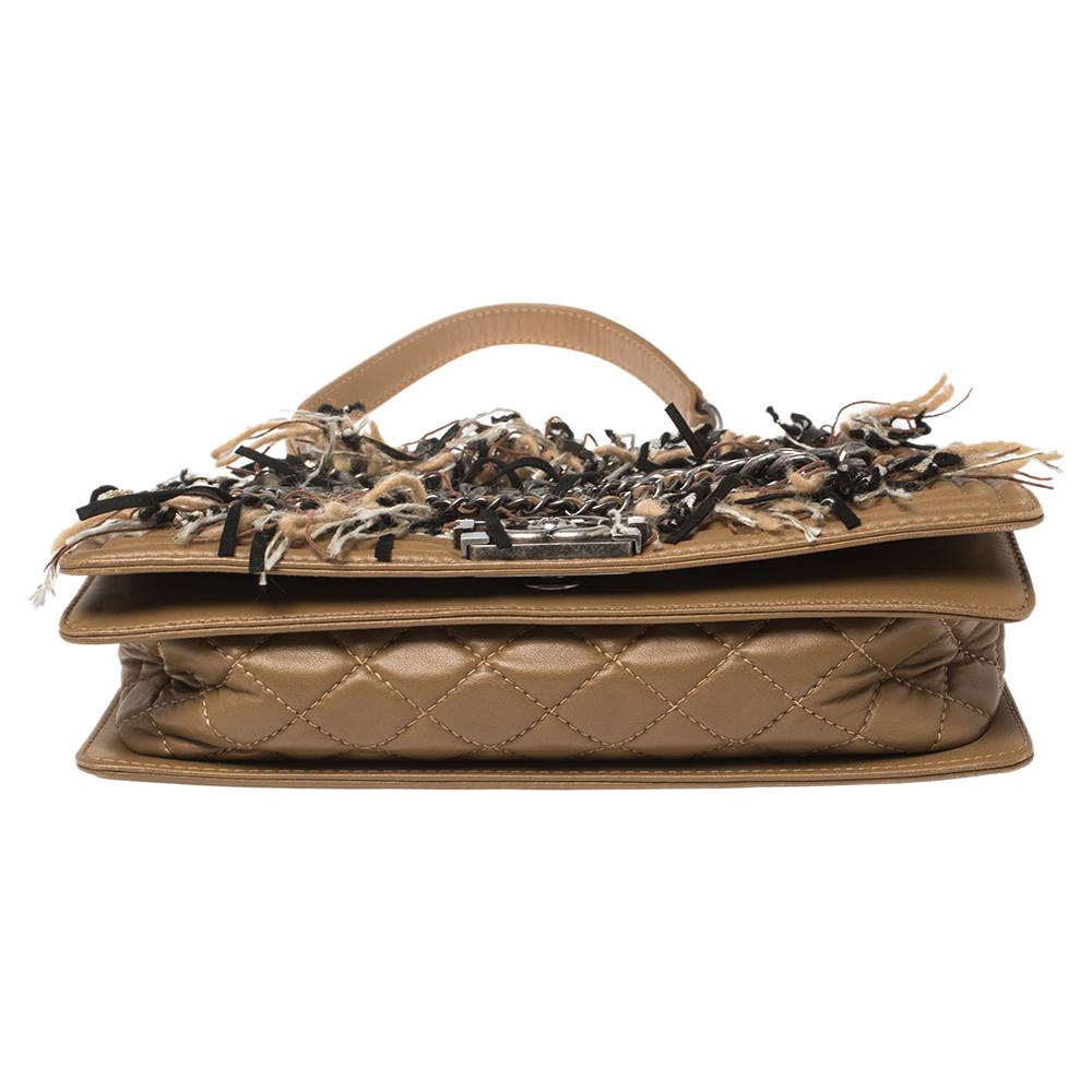 Chanel Caramel Brown Quilted Leather Chain and Fringed Boy Bag 5
