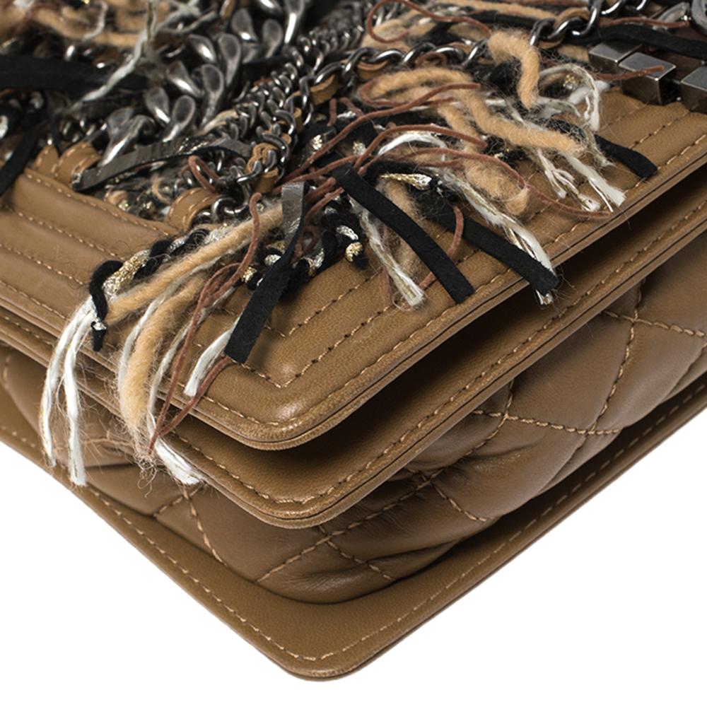 Chanel Caramel Brown Quilted Leather Chain and Fringed Boy Bag 2