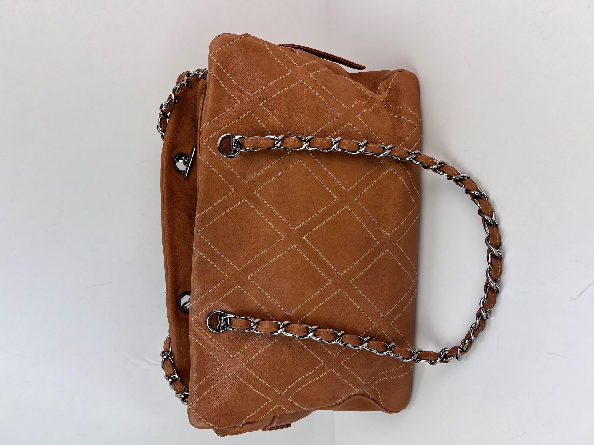 Chanel Caramel Calfskin Large Diamond Stitch Tote Bag 5
