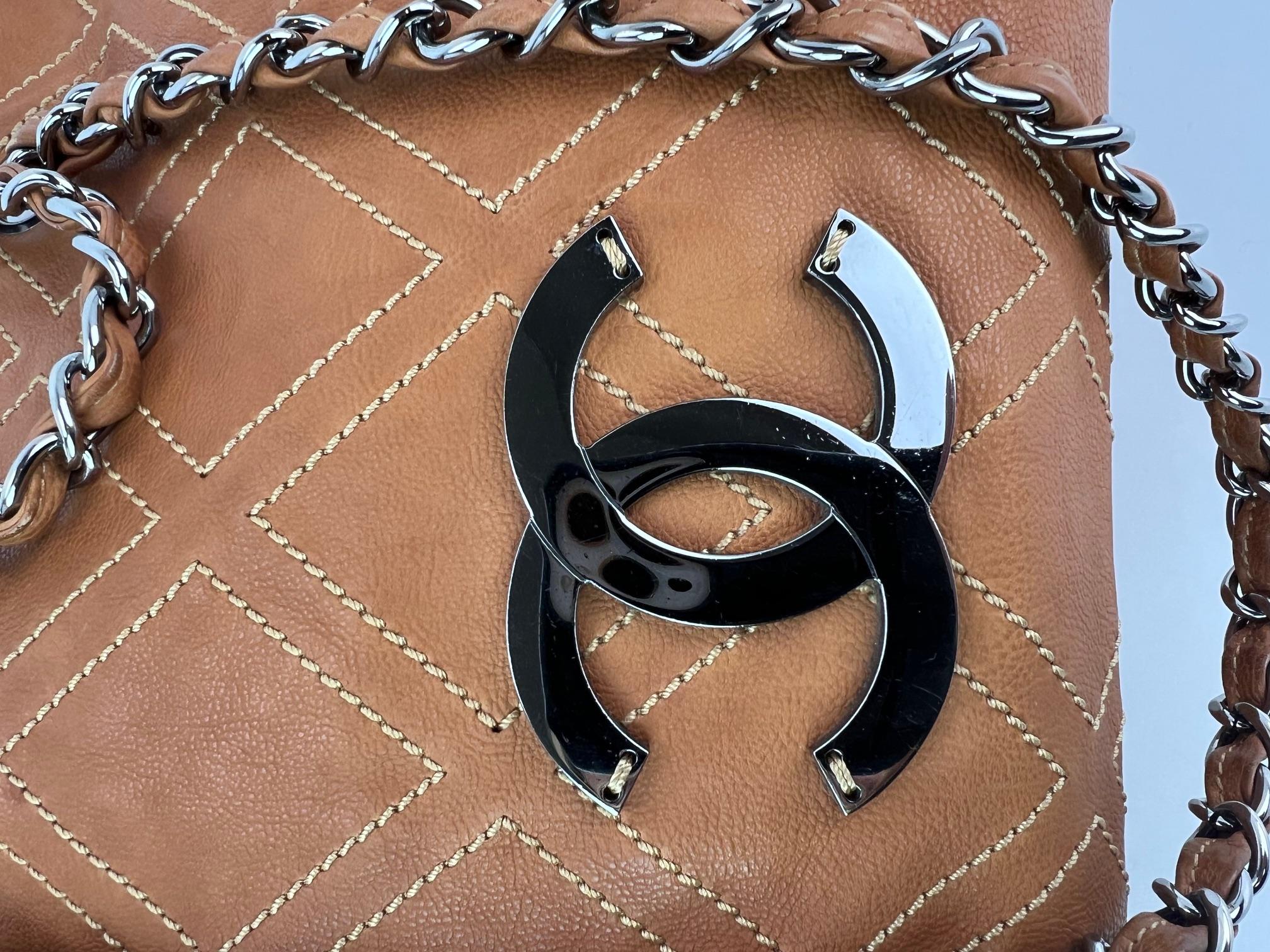 Chanel Caramel Calfskin Large Diamond Stitch Tote Bag 7