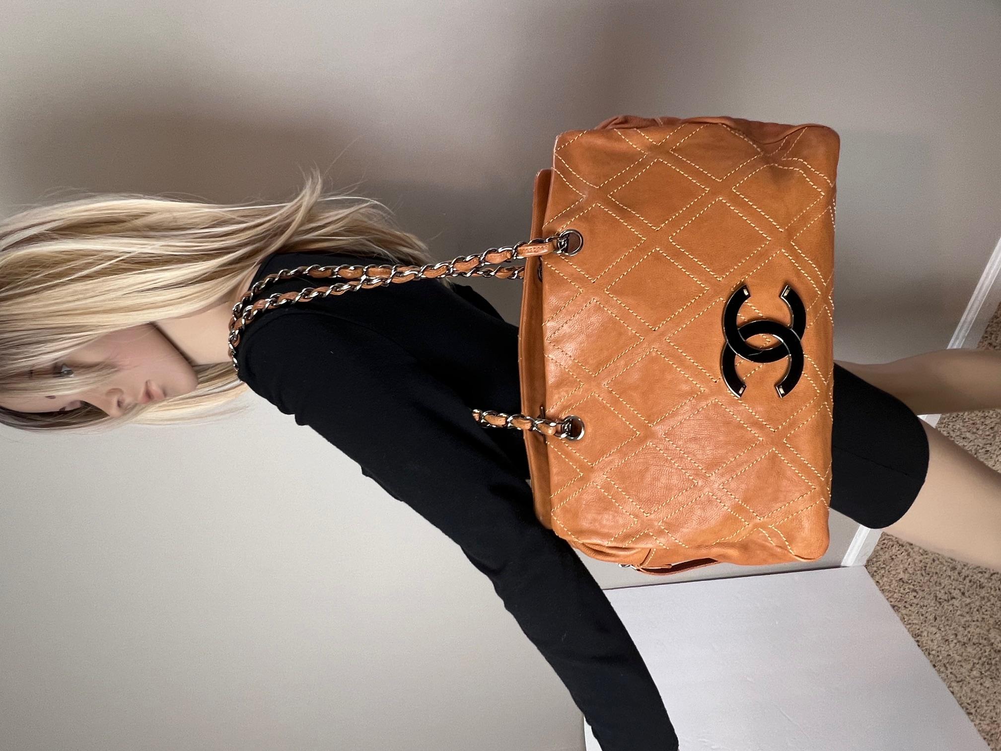 Chanel Caramel Calfskin Large Diamond Stitch Tote Bag 1