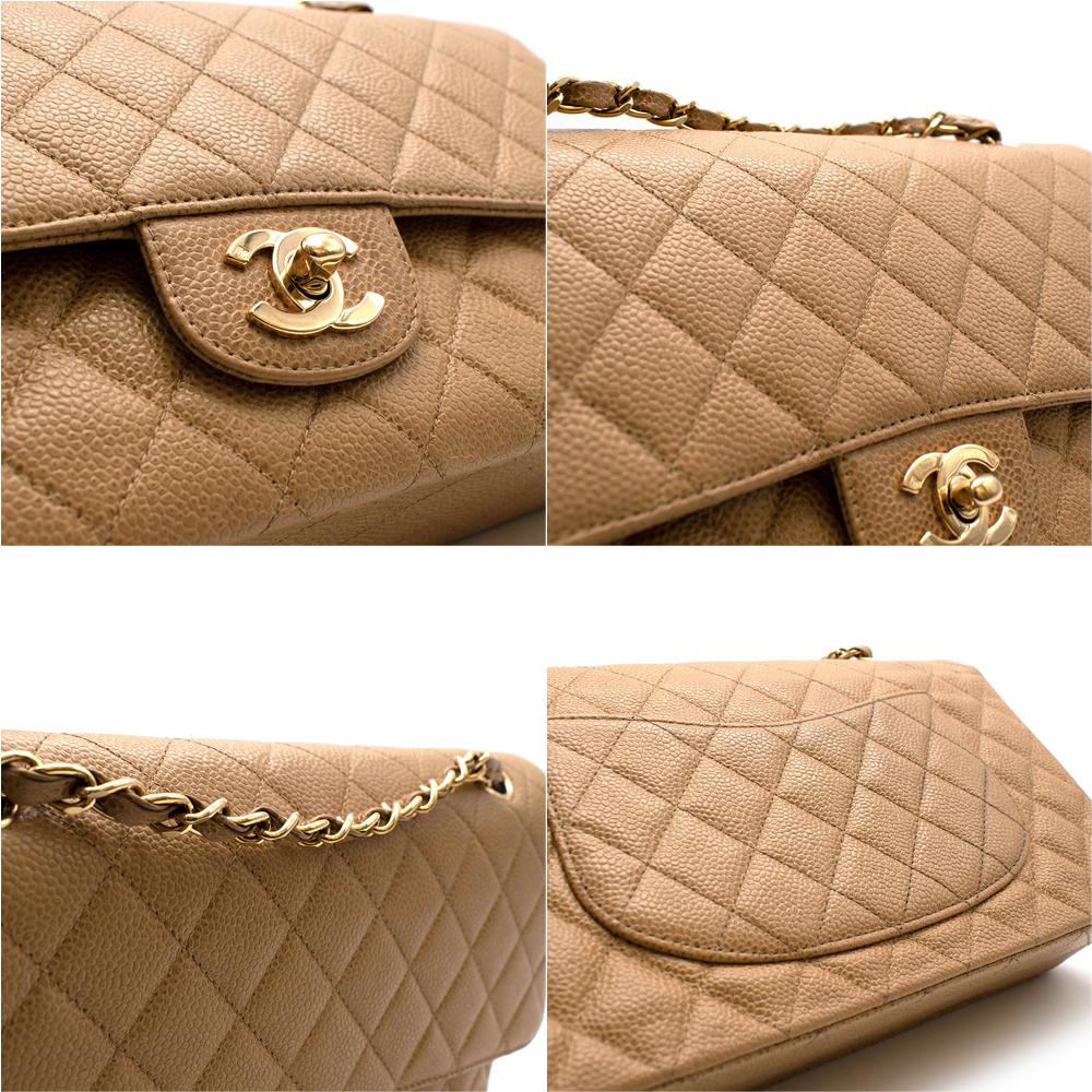 Chanel Caramel Caviar Leather Vintage Quilted Classic Double Flap 1