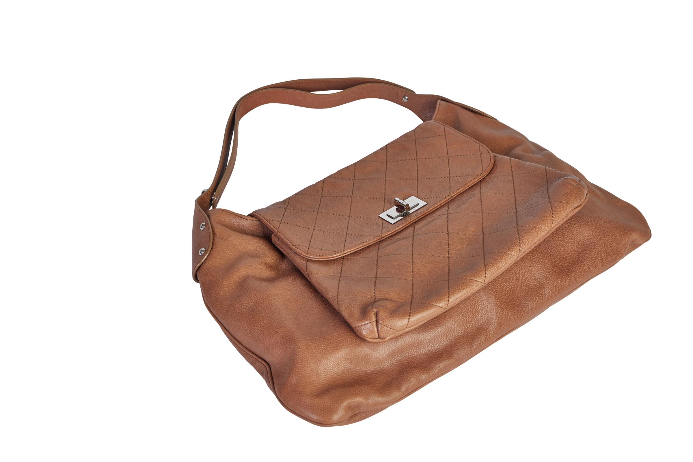 Brown Chanel Caramel Flat Quilted Shoulder Bag For Sale