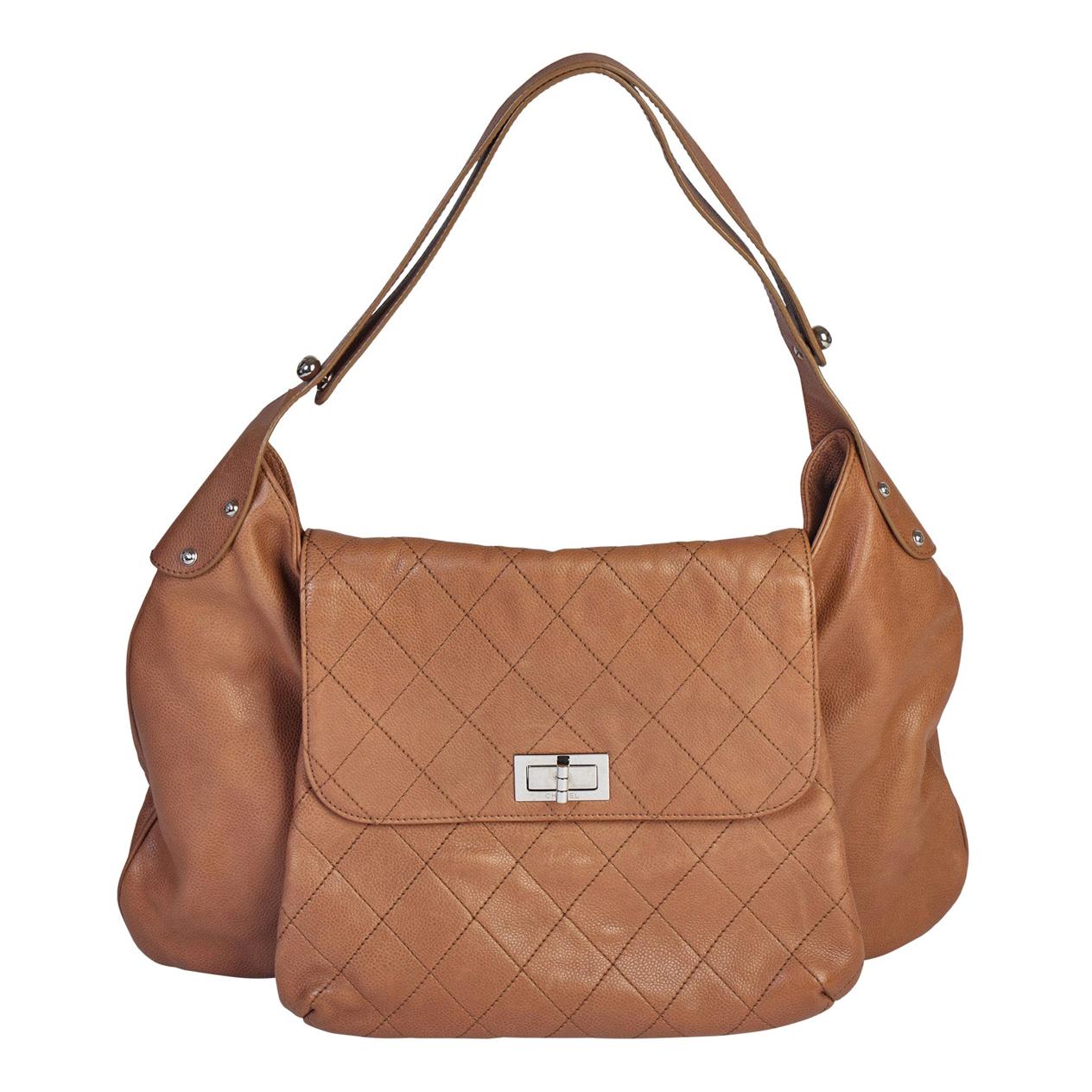 Chanel Caramel Flat Quilted Shoulder Bag For Sale