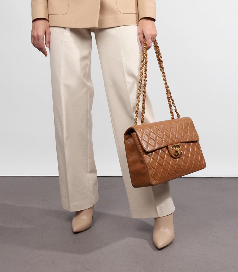 Chanel Caramel Quilted Lambskin Vintage Maxi Jumbo XL Classic Single Flap  Bag at 1stDibs