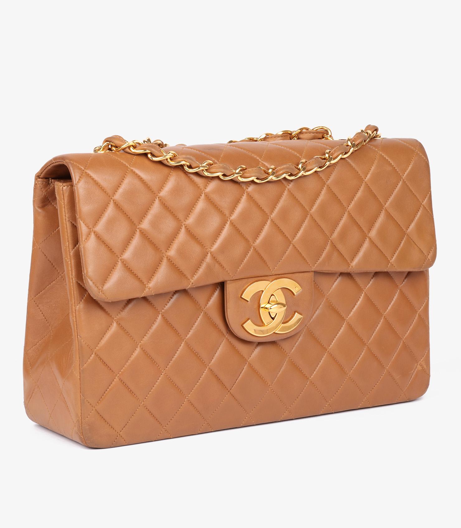 Chanel Caramel Quilted Lambskin Vintage Maxi Jumbo XL Classic Single Flap Bag In Good Condition In Bishop's Stortford, Hertfordshire