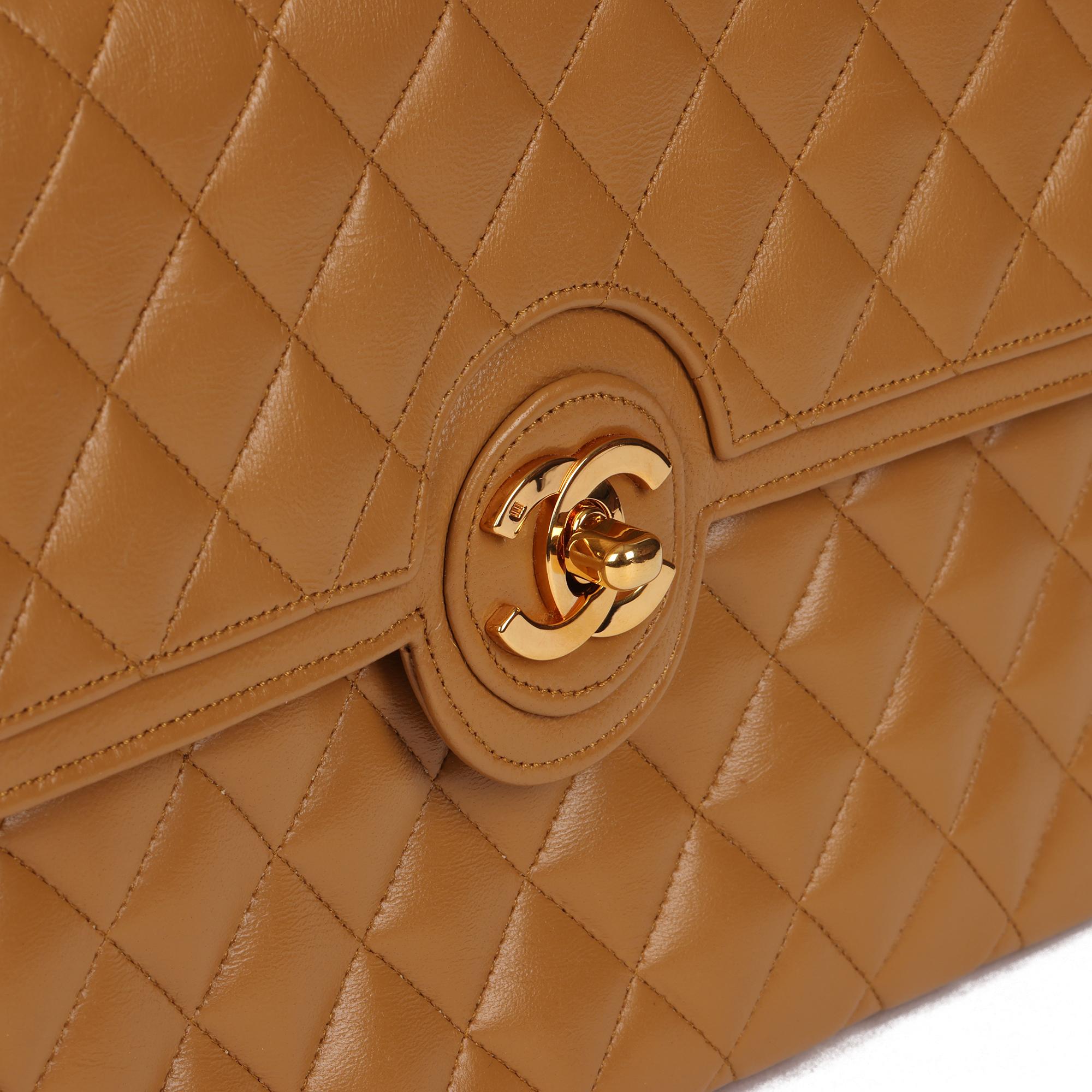 CHANEL Caramel Quilted Lambskin Vintage Medium Classic Single Flap Bag In Excellent Condition In Bishop's Stortford, Hertfordshire