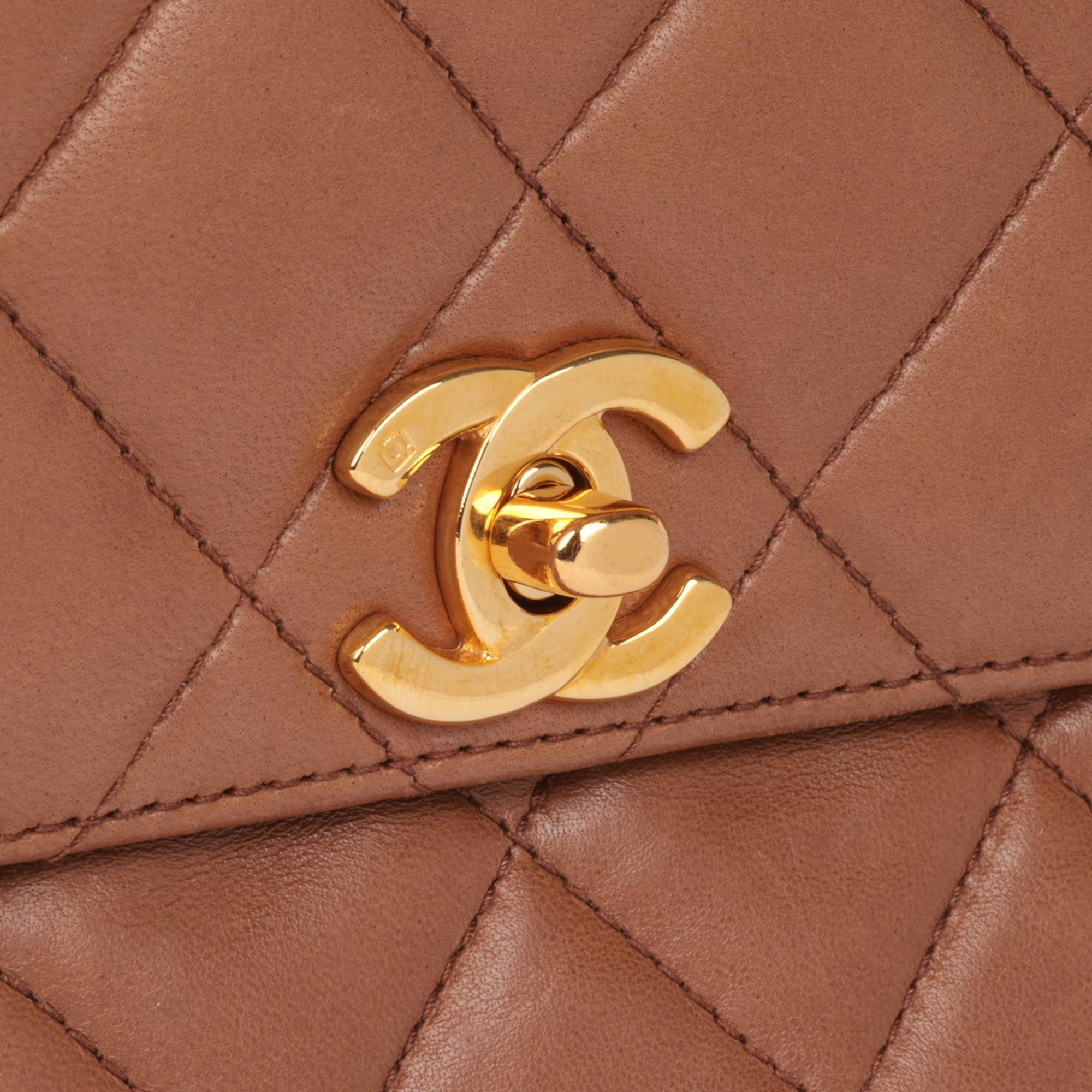 Women's CHANEL Caramel Quilted Lambskin Vintage Small Classic Single Flap Bag