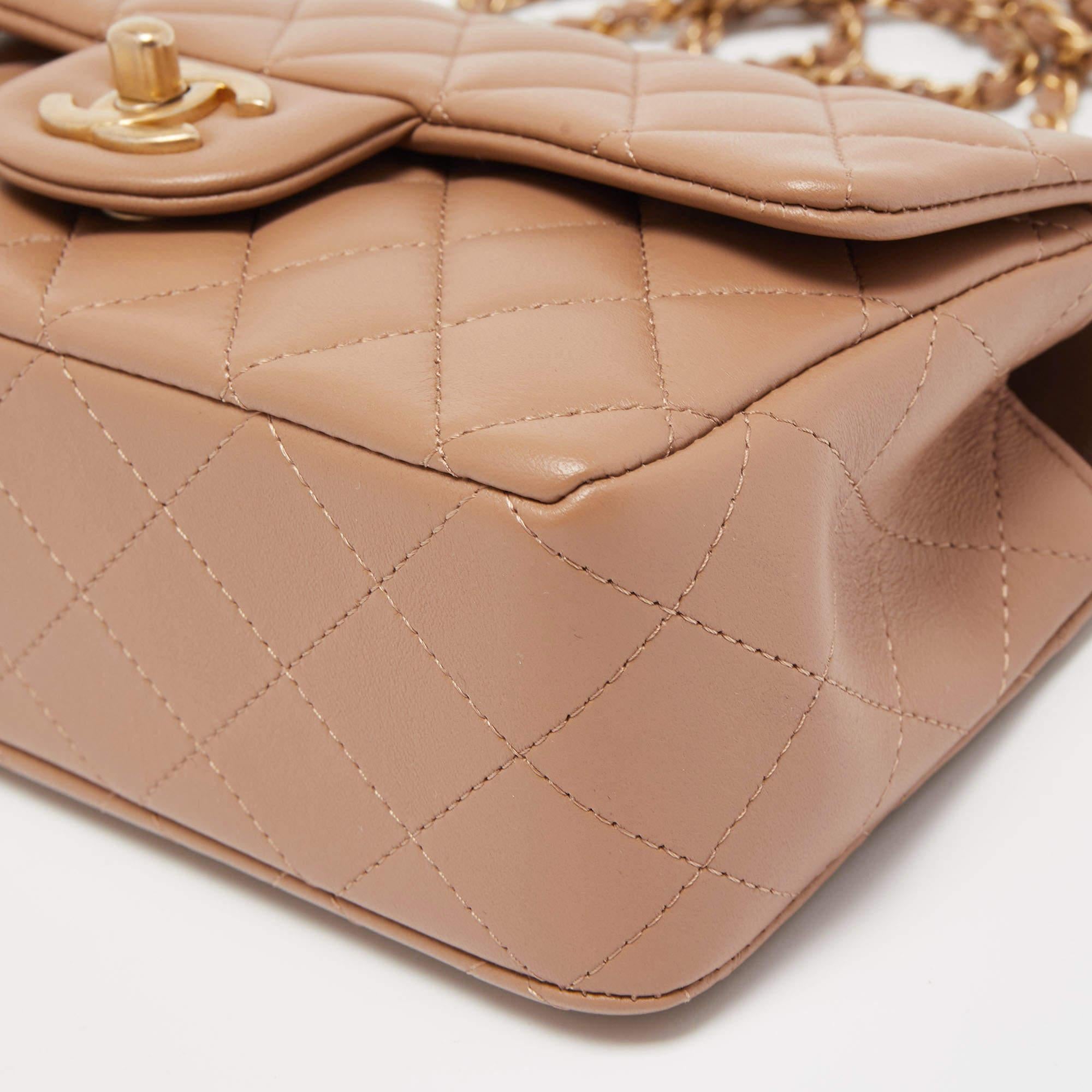 Chanel Caramel Quilted Leather Mini Classic Top Handle Bag 2