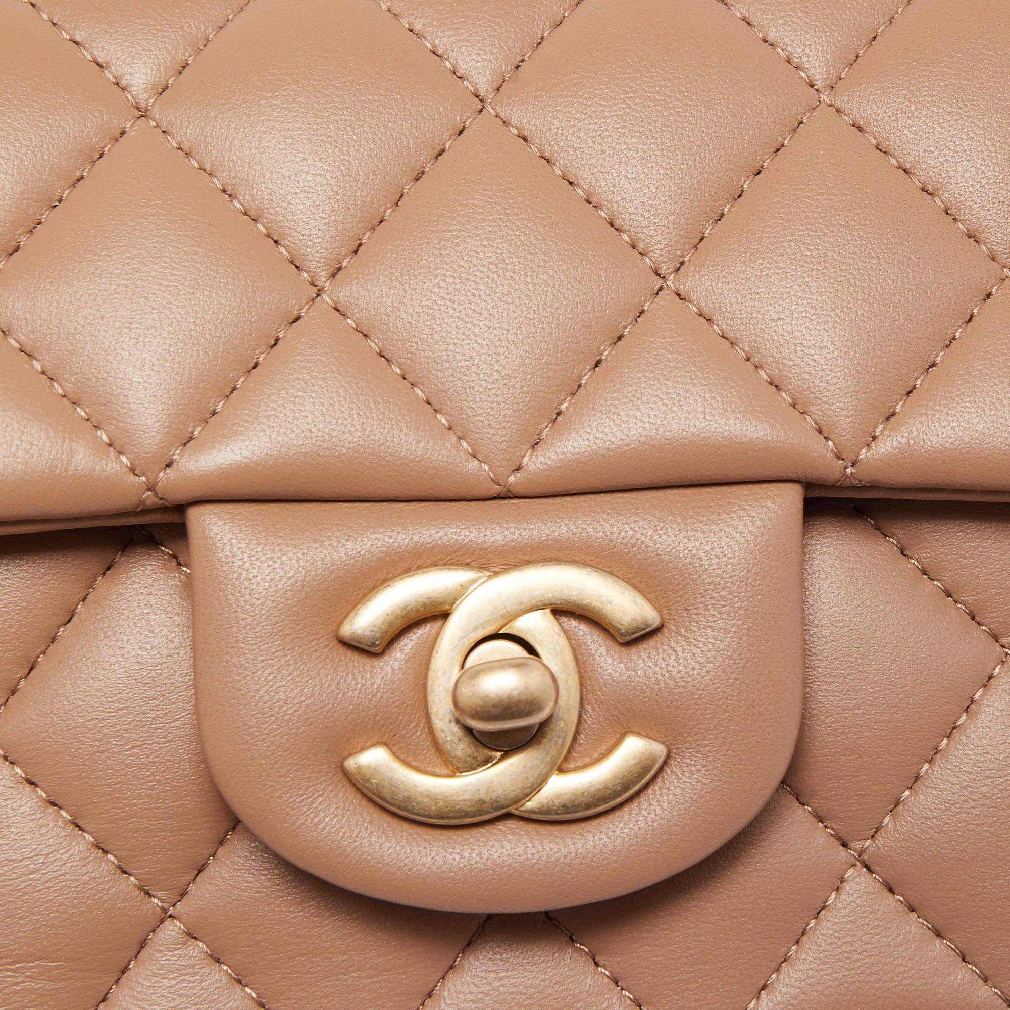 Chanel Caramel Quilted Leather Mini Classic Top Handle Bag 3