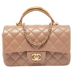 Chanel Caramel Quilted Leather Mini Classic Top Handle Bag