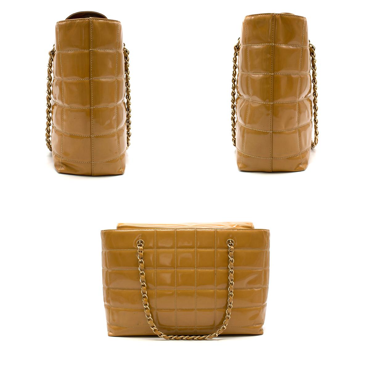 Brown Chanel Caramel Quilted Patent Leather Shoulder Bag