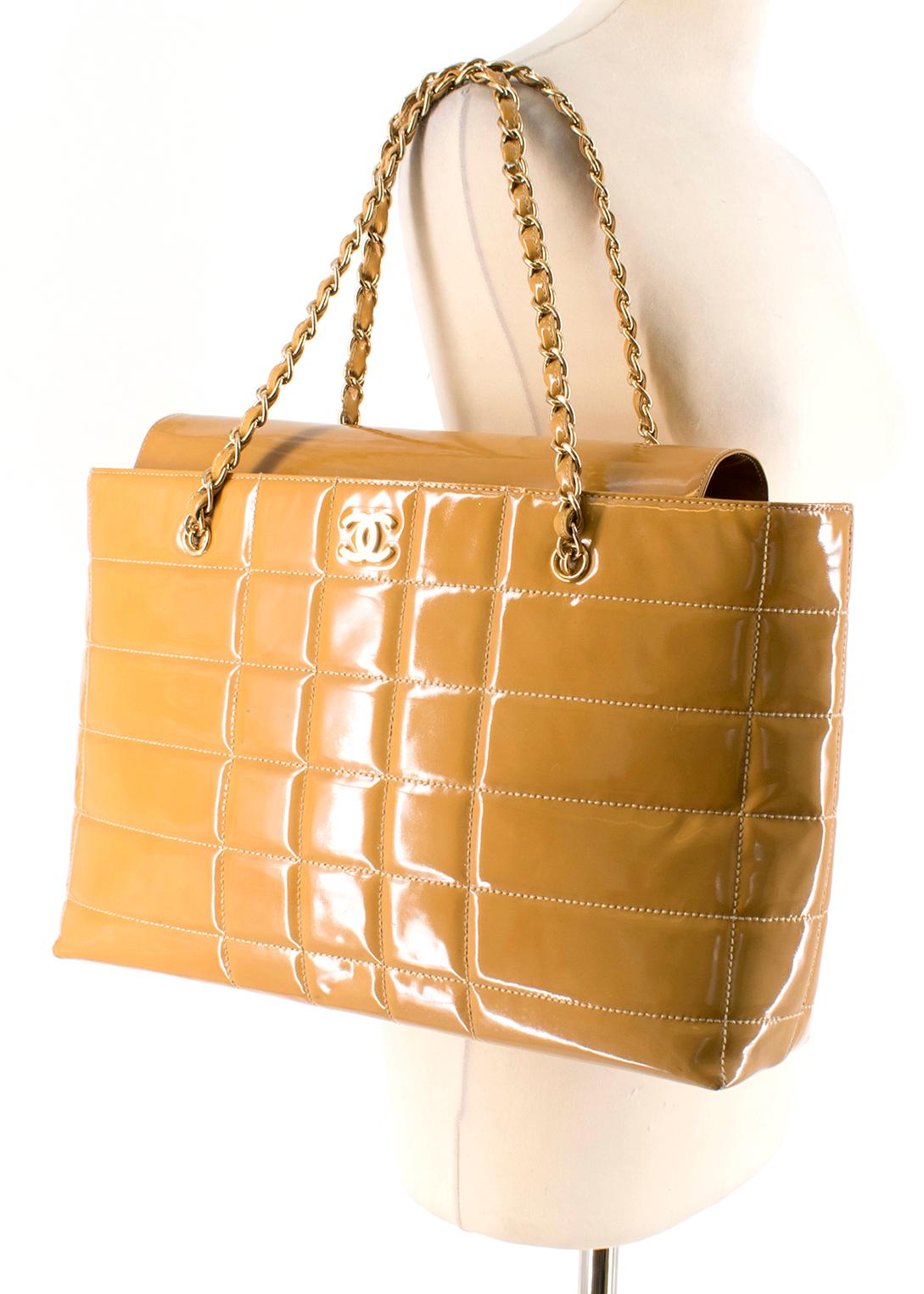 Chanel Caramel Quilted Patent Leather Shoulder Bag In Good Condition In London, GB