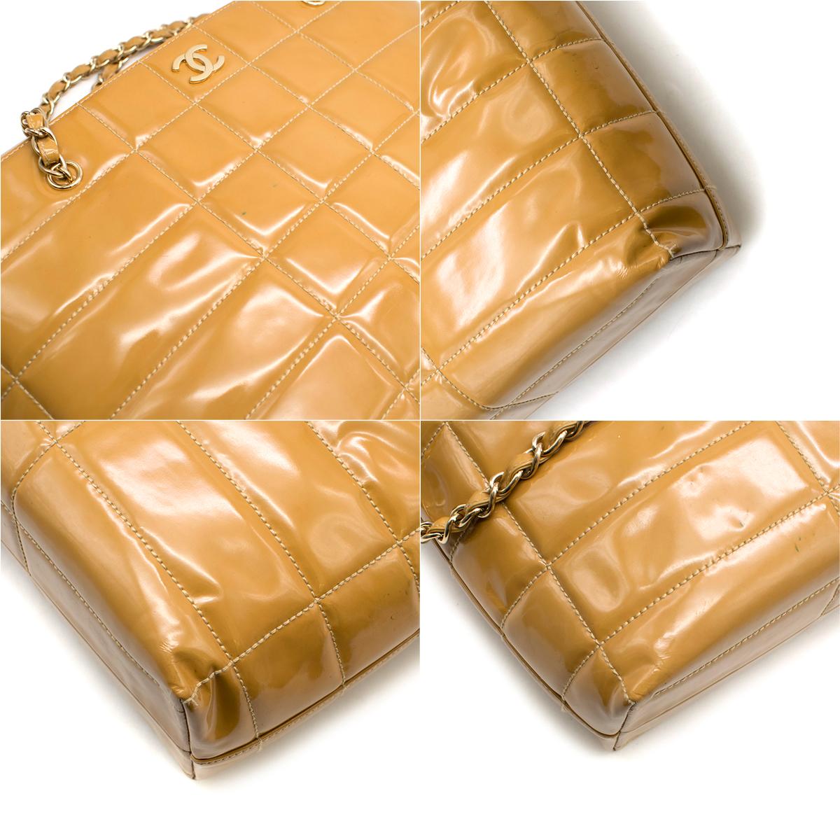 Chanel Caramel Quilted Patent Leather Shoulder Bag 1
