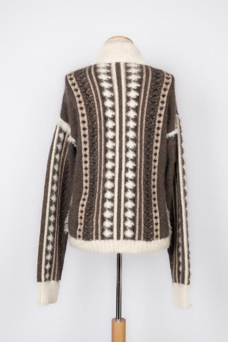 Gray Chanel Cardigan of Mohair, Angora and Cashmere