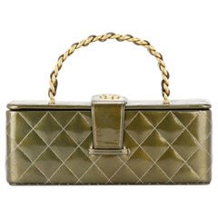 Chanel Case Clutch Box Rare Vanity Minaudière Mini Trunk Jewelry Deep Green