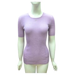 Chanel Cashmere and Silk Purple Short Sleeves Top 