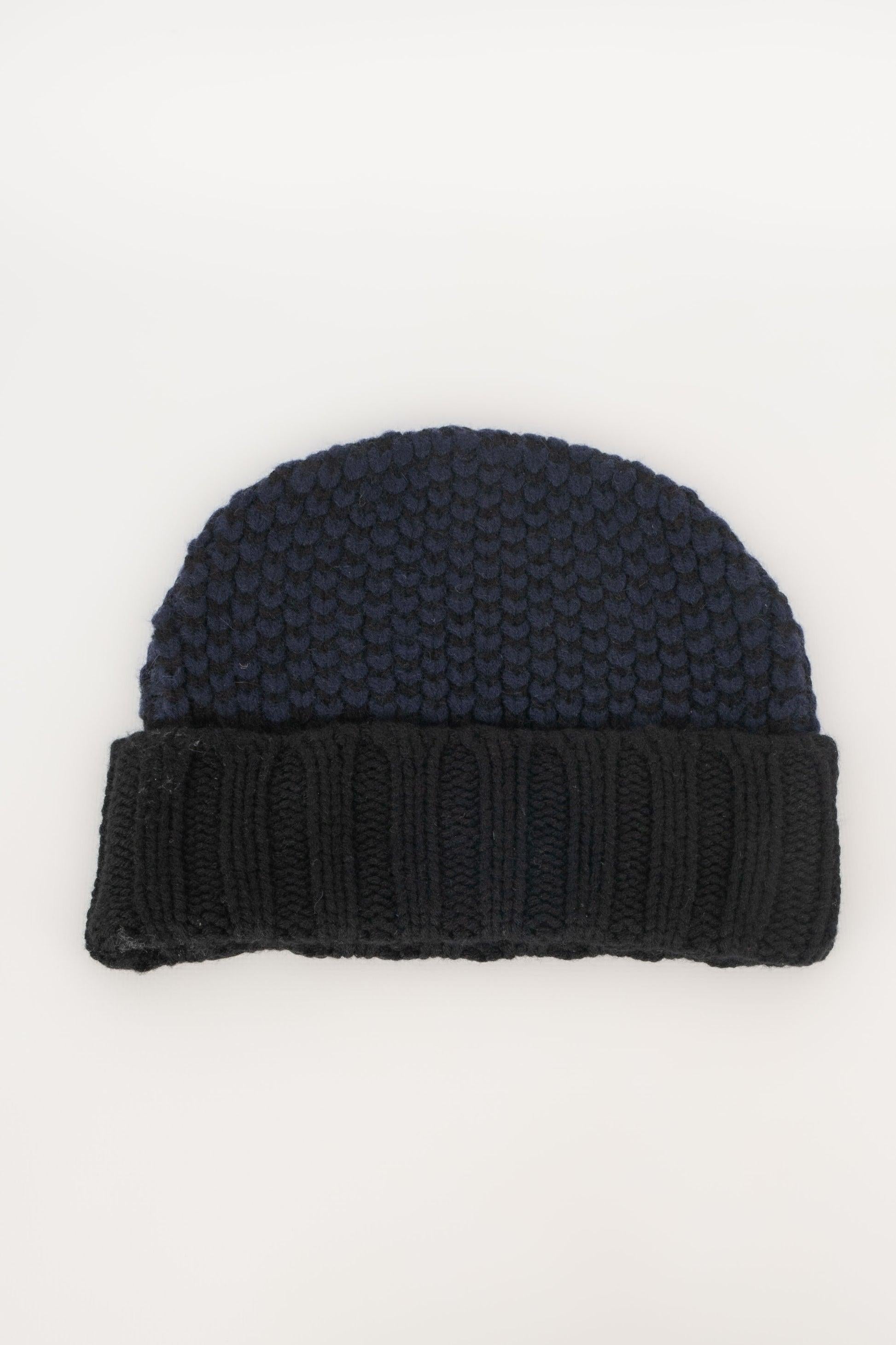 Brown Chanel Cashmere Beany Hat with Shield