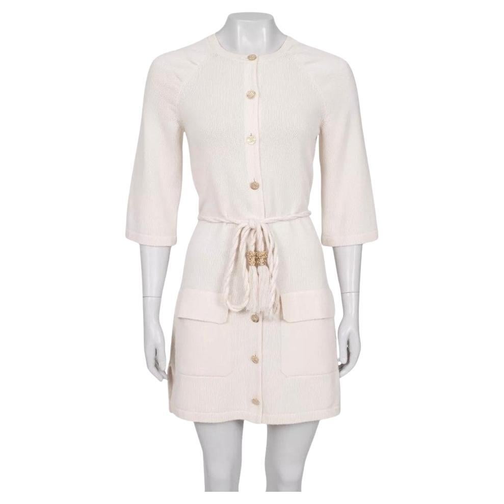 Chanel Cashmere Belted Dress - Elegant Beige FR 36 / S