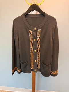 Chanel Cashmere Black Sweater with glass and bead detail and gripoix buttons 201