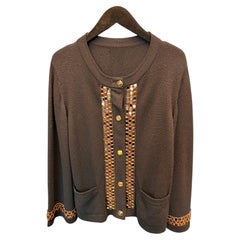 Chanel Cashmere Black Sweater with glass and bead detail and gripoix buttons 201