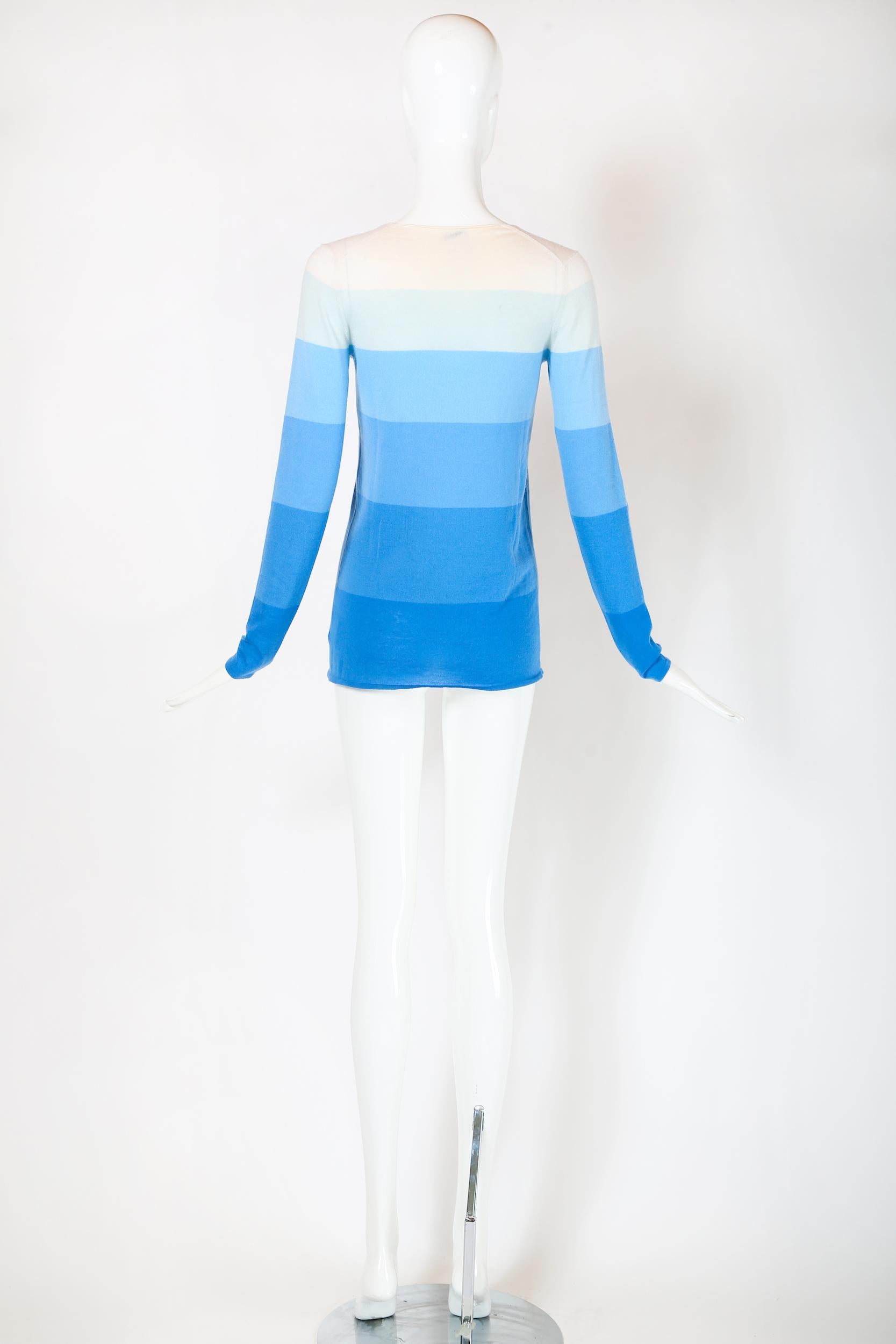 Women's Chanel Cashmere Blue Color Blocked Sweater 2005C