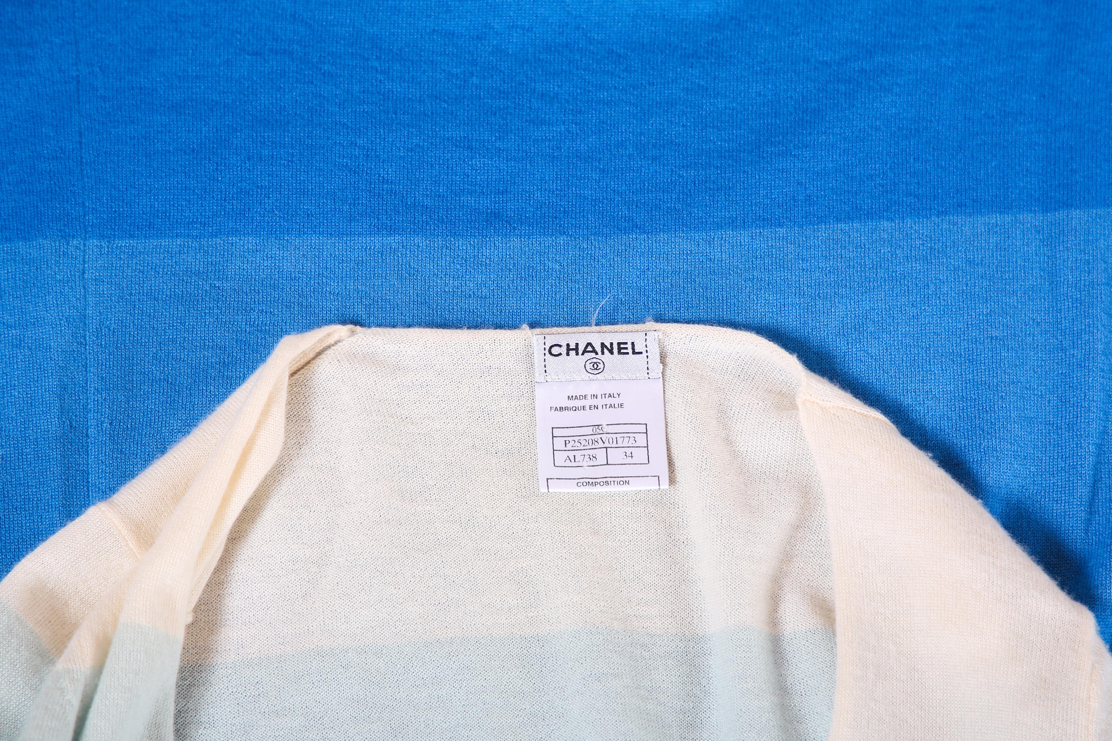 Chanel Cashmere Blue Color Blocked Sweater 2005C 1