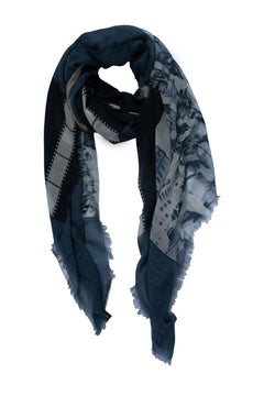 Chanel, Cashmere CC Cinema scarf in blue and white