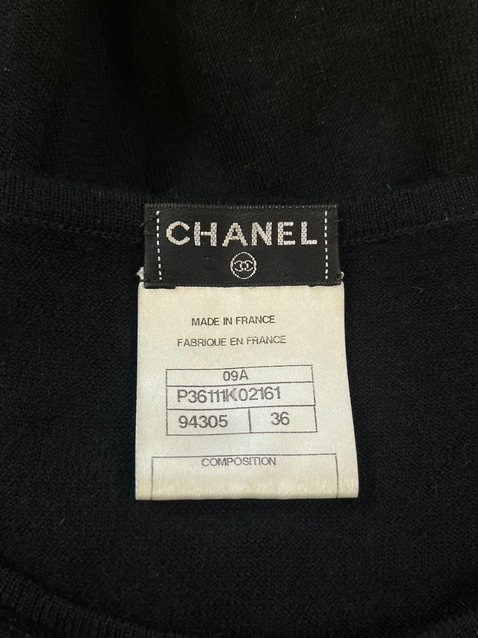 Chanel Cashmere Dress with 'CC' Logo & Embroidered Phoenix For Sale 3